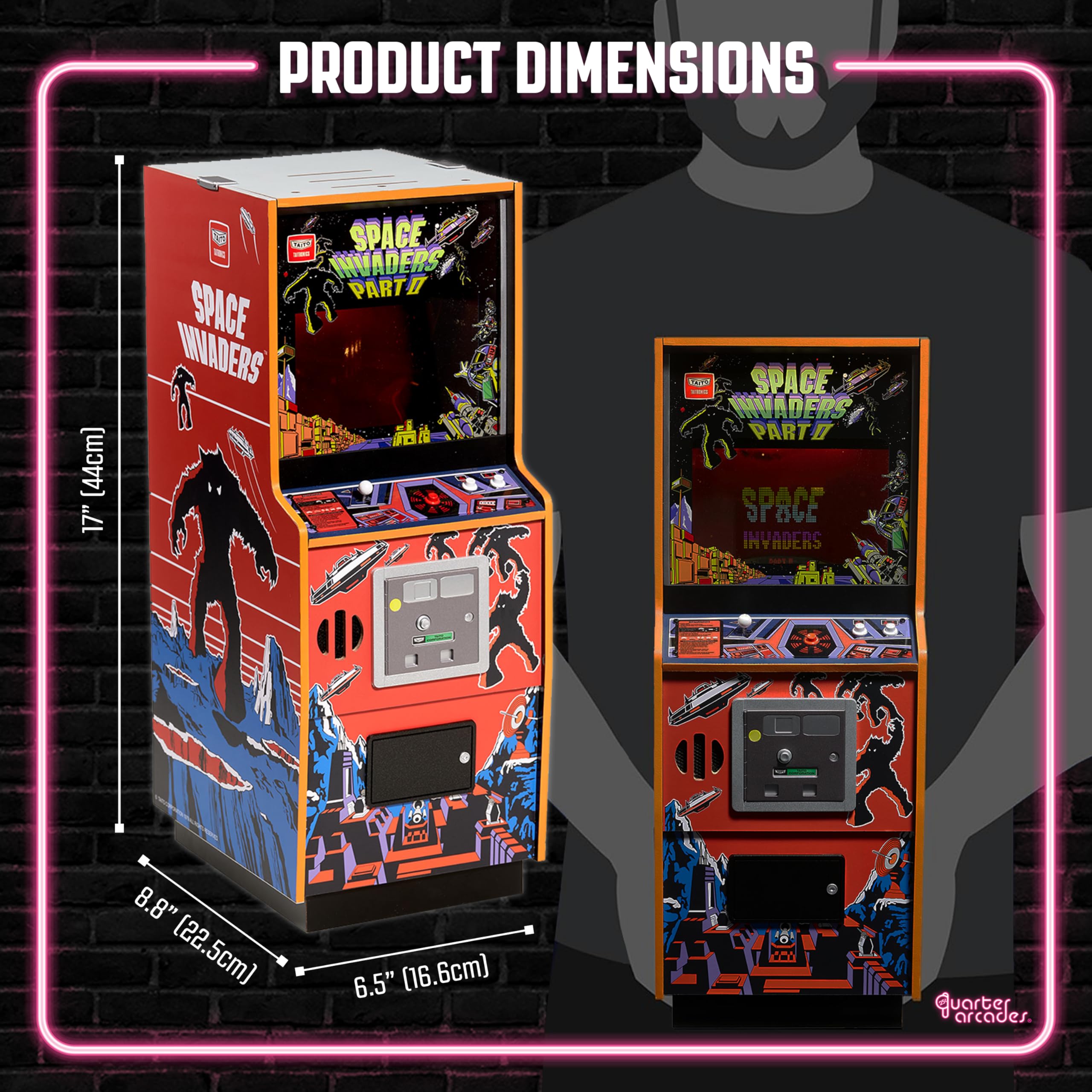 Numskull Quarter Arcades Teenage Mutant Ninja Turtles Collector's Edition Mini Arcade - 1/4 Scale Authentic Wooden Replica, Original ROM, Rechargeable Battery & 3W Speakers for Retro Enthusiasts