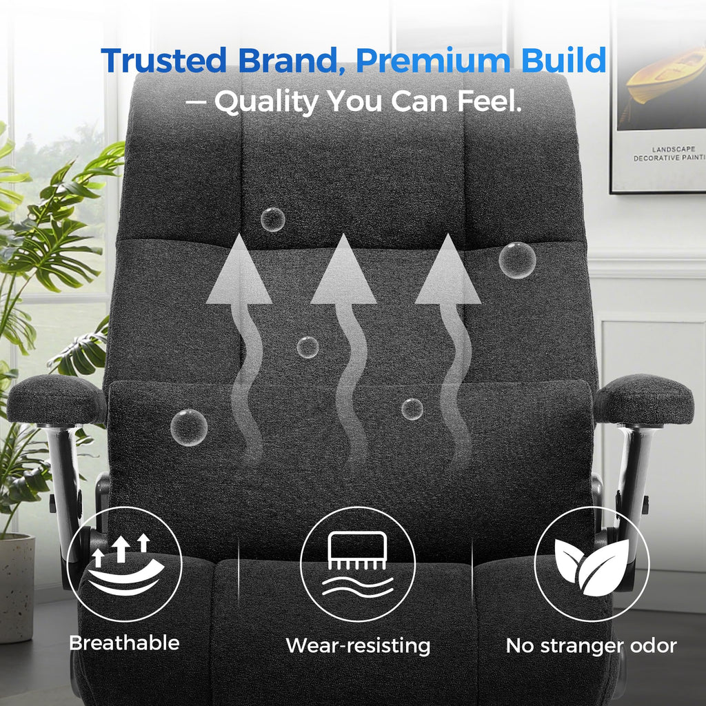 500lbs 3D Kneading Massage Office Chair with FootRest, Big and Tall Ergonomic Reclining Computer Gaming Chair, Padded Linkage Armrests, Heavy Duty Metal Base Executive Office Chair