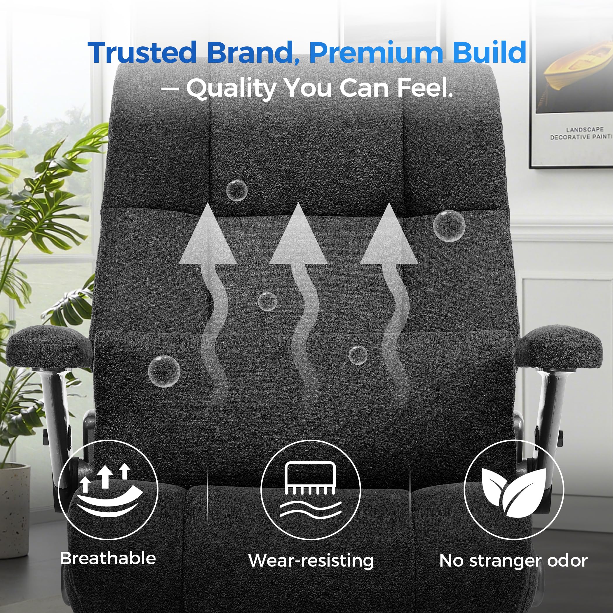 500lbs 3D Kneading Massage Office Chair with FootRest, Big and Tall Ergonomic Reclining Computer Gaming Chair, Padded Linkage Armrests, Heavy Duty Metal Base Executive Office Chair