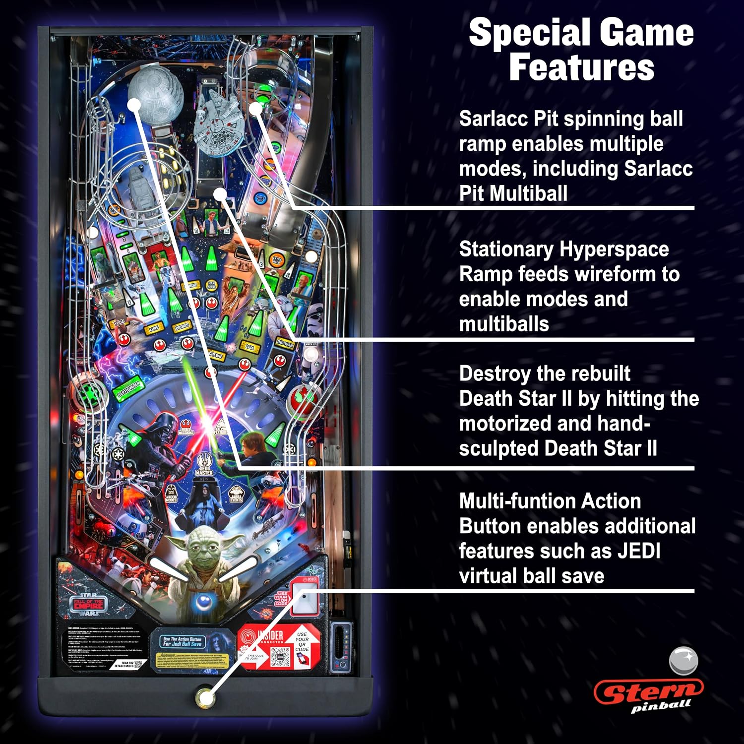 Stern Pinball Star Wars: Fall of The Empire with Insider Connected, Pro Edition Arcade Pinball Machine