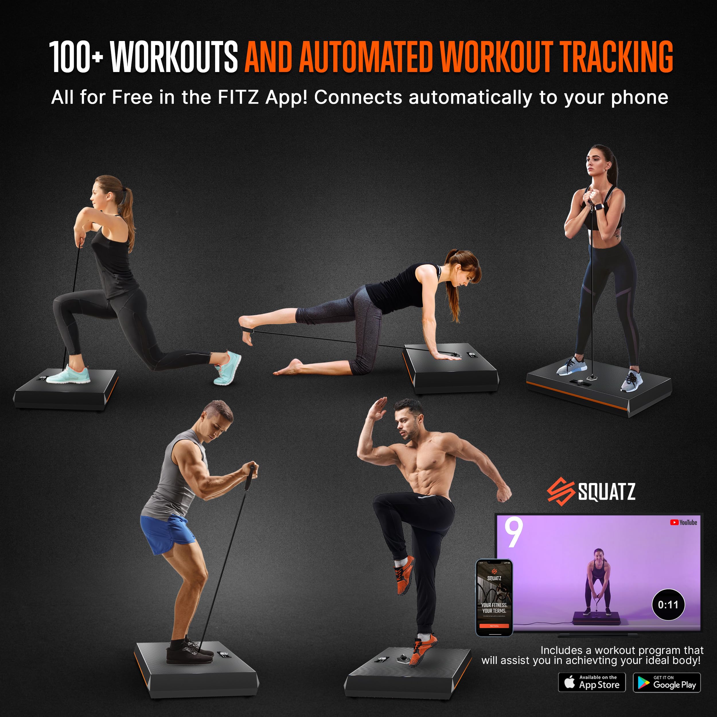 SQUATZ Pluto Board Smart Home Gym Version I 100 LBS Resistance, Multifunctional All in One Gym, Single Cable Weight Machine with Multiple Training Modes, Home Gym Equipment for a Full Body Workout