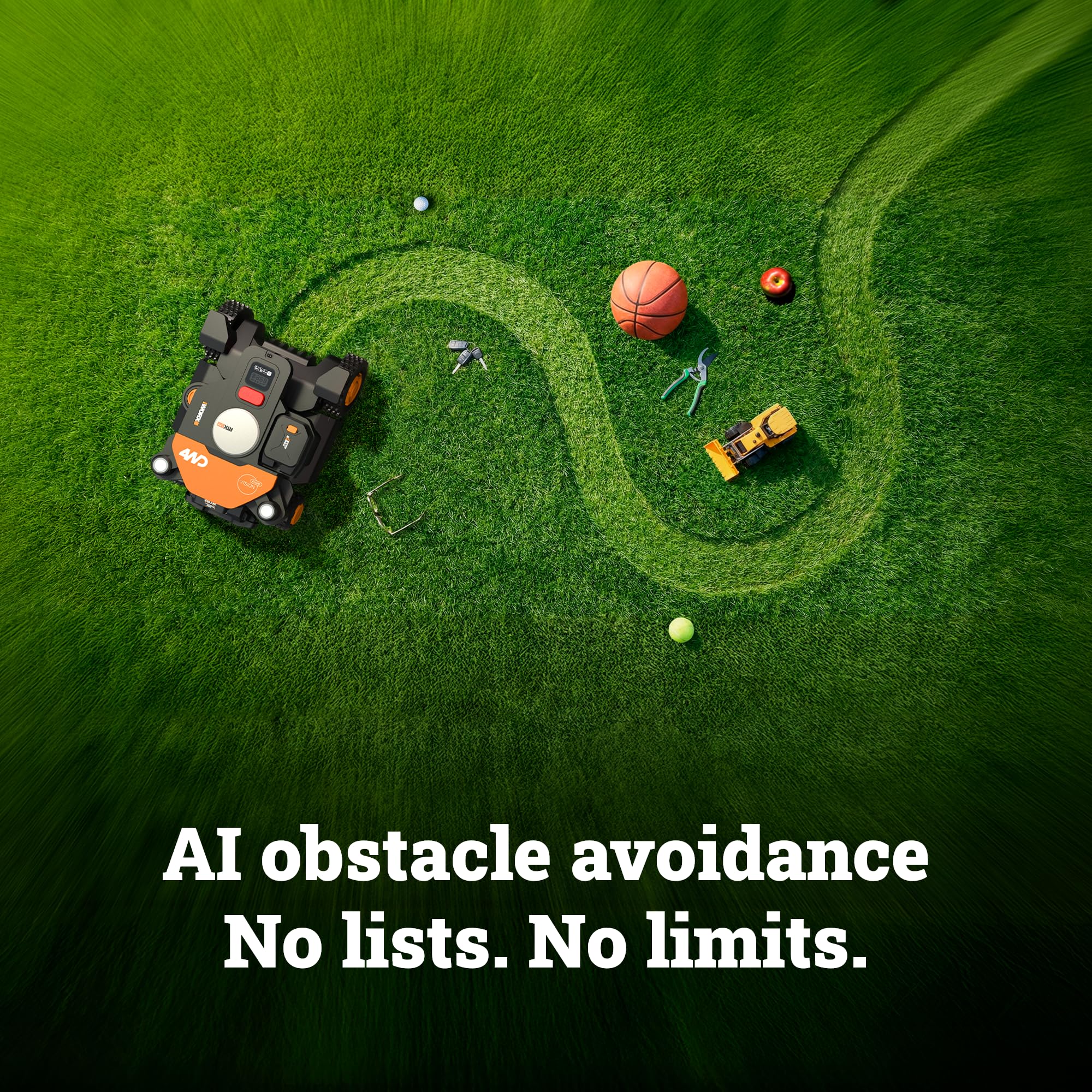 WORX Landroid Vision Cloud Robot Lawn Mower, No Perimeter Wire Robot Mower for 1/4 Acre, AI Obstacle Avoidance and RTK Cloud Navigation, 30% Slope, Auto Mapping, App Control, WR310