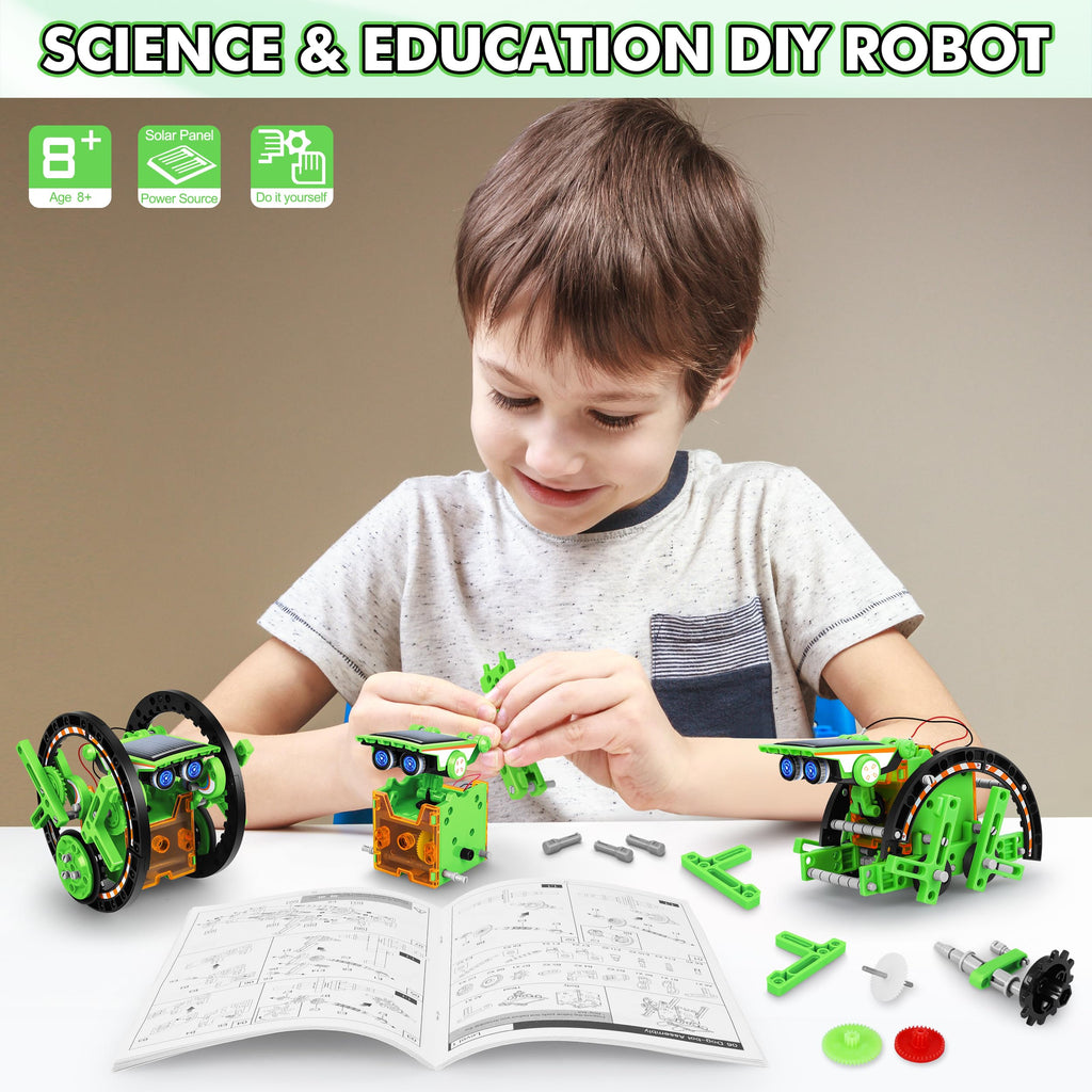 Bottleboom STEM 13-in-1 Education Solar Power Robots Toys for Boys Age 8-12, Educational Toy Science Kits for Kids Experiment Robotics Set Birthday Gifts for 8 9 10 11 12 Years Old