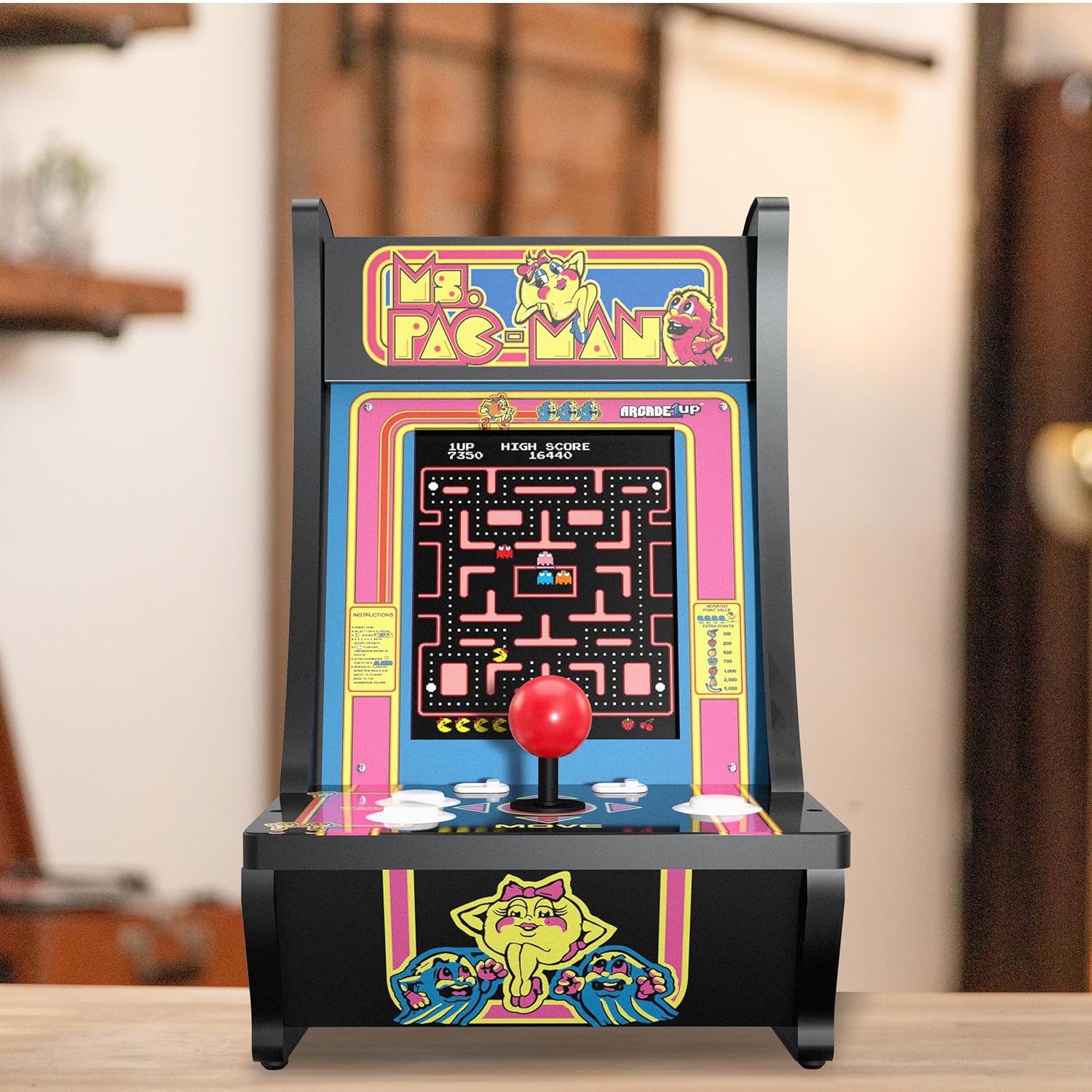 Arcade1Up Ms. PAC-Man Countercade, Built for Your Home, 1 Player, 5 Classic Games, 8-inch Screen