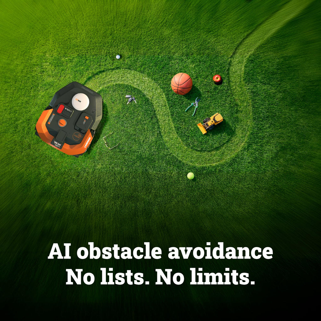 WORX Landroid Vision Cloud Robot Lawn Mower, No Perimeter Wire Robot Mower for 1/4 Acre, AI Obstacle Avoidance and RTK Cloud Navigation, 30% Slope, Auto Mapping, App Control, WR310