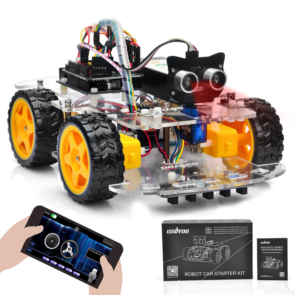 OSOYOO IoT Smart Robot Car Kit for Arduino – Classroom STEM Robotics Kit with WiFi & Bluetooth Control, Coding & Electronics Learning Platform for Schools
