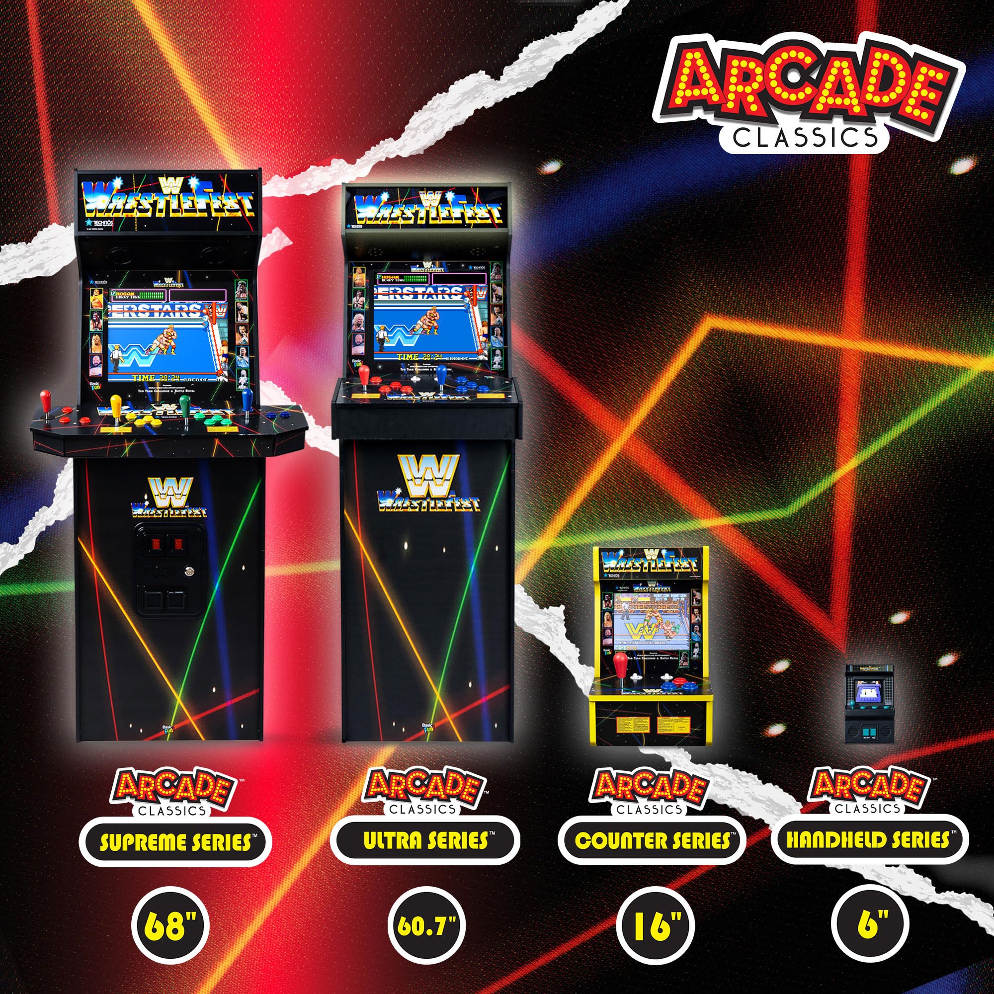 Arcade Classics - Atari Asteroids Counter Series Game Machine, 5 Games, 8" Liquid Crystal Screen - Mini Cabinet, Portable Gaming, Retro, Countertop Console, Basement Decoration, Man Cave