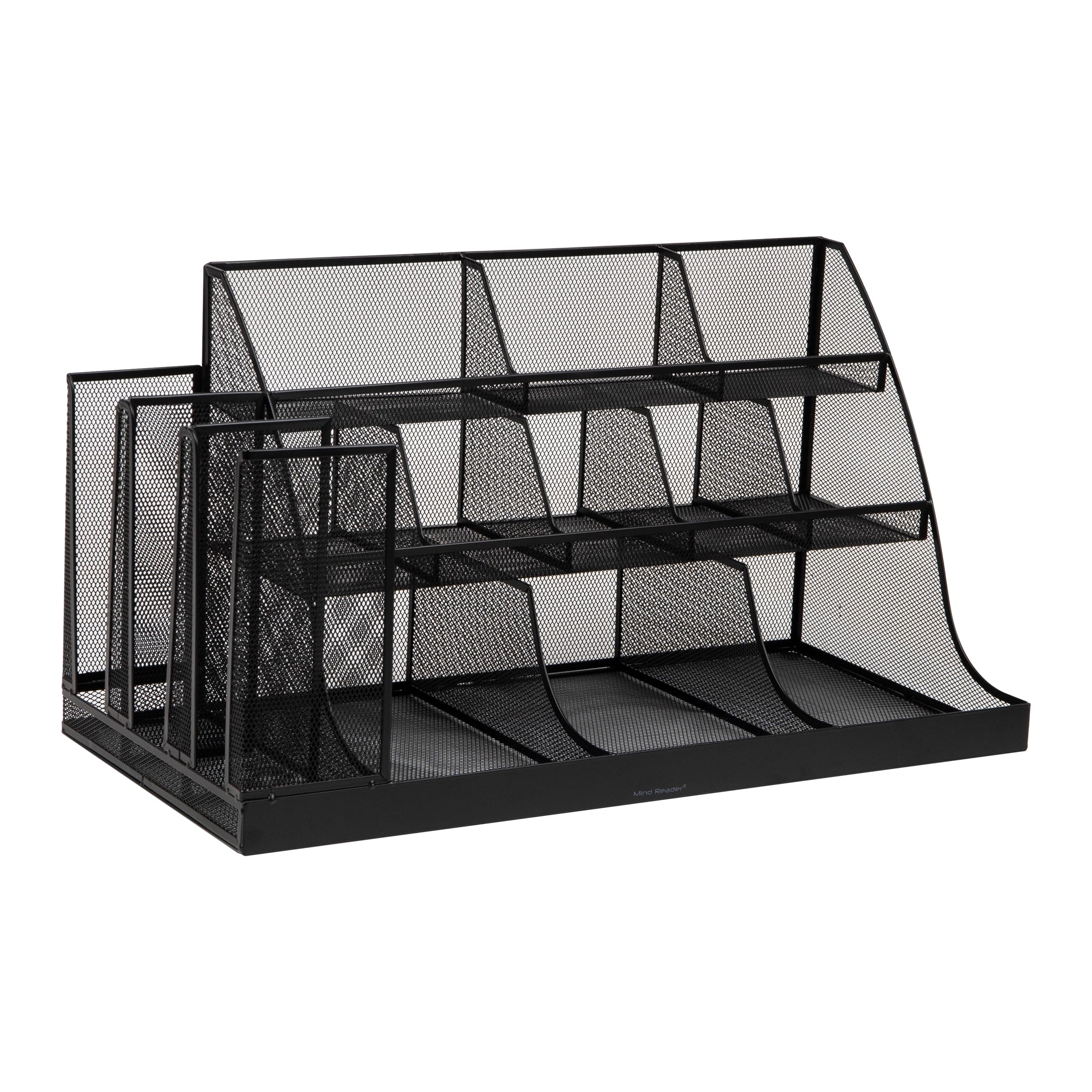 Mind Reader Cup and Condiment Station, Countertop Organizer, Coffee Bar, Kitchen, Stirrers, Black