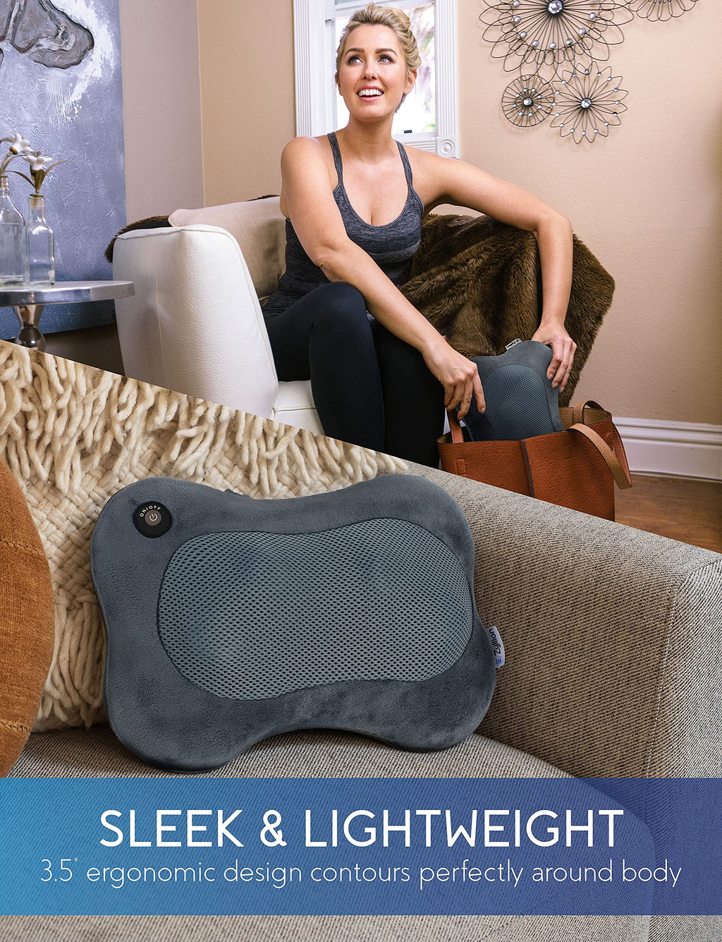 Zyllion Shiatsu Back and Neck Massager with Heat - 3D Electric Kneading Deep Tissue Massage Pillow for Muscle Pain Relief, Black, ZMA-13