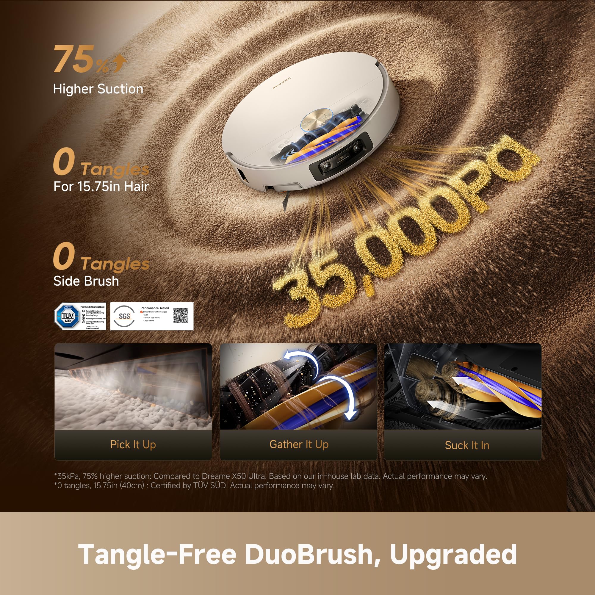 DREAME X60 Max Ultra Complete Robot Vacuum and Mop, Ultra-Thin Design, 35,000Pa Suction, Self Emptying&Refilling, Mop Self-Cleaning, 280+ Obstacle Avoidance, White