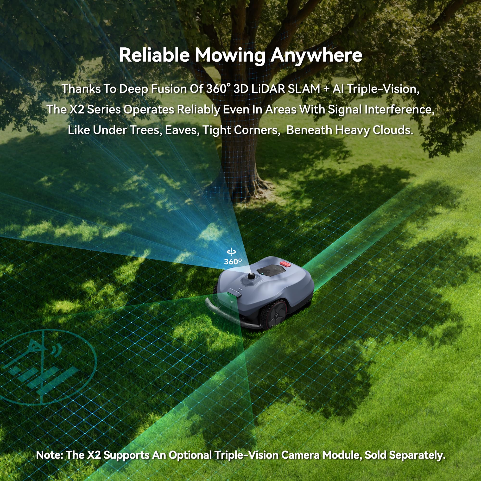 Neomow X SE 3D LiDAR Slam Mapping Robot Lawn Mower Perimeter Wireless for 3/4 Acres AI Vision Obstacle Avoidance with 4G, No RTK Antenna Required, App Control, GPS, IPX5, Anti-Theft, Queit