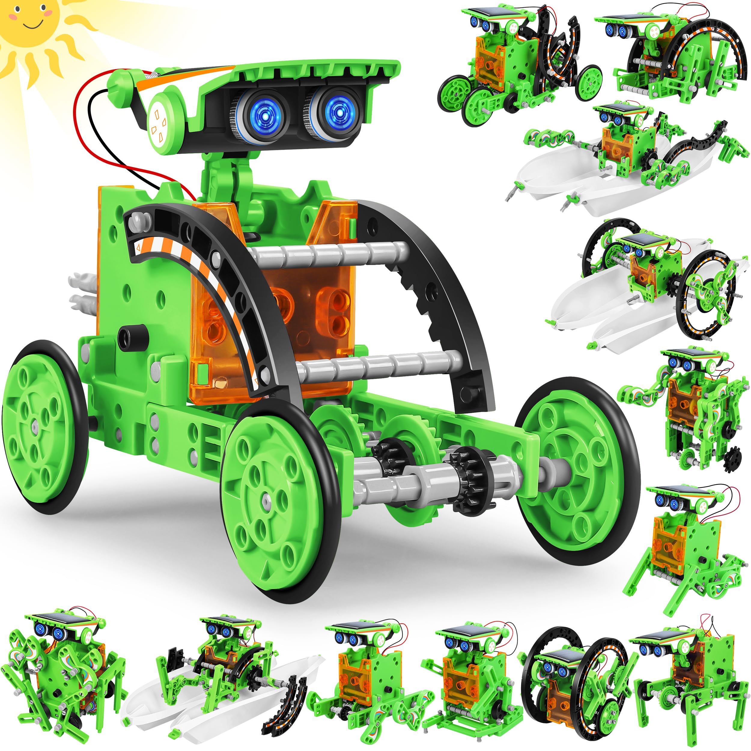 Bottleboom STEM 13-in-1 Education Solar Power Robots Toys for Boys Age 8-12, Educational Toy Science Kits for Kids Experiment Robotics Set Birthday Gifts for 8 9 10 11 12 Years Old