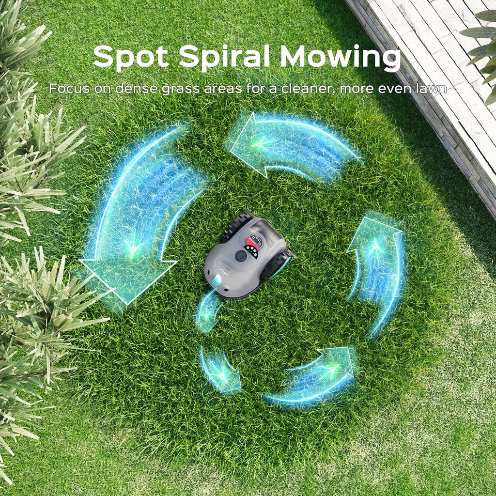 YARDCARE V100 Robot Lawn Mower with HD Vision Navigation, Smart Obstacle Detection, Collision Sensors, Adjustable Cutting Height, Low-Noise Operation—Perfect for Small Lawns up to 1,600 sq ft.