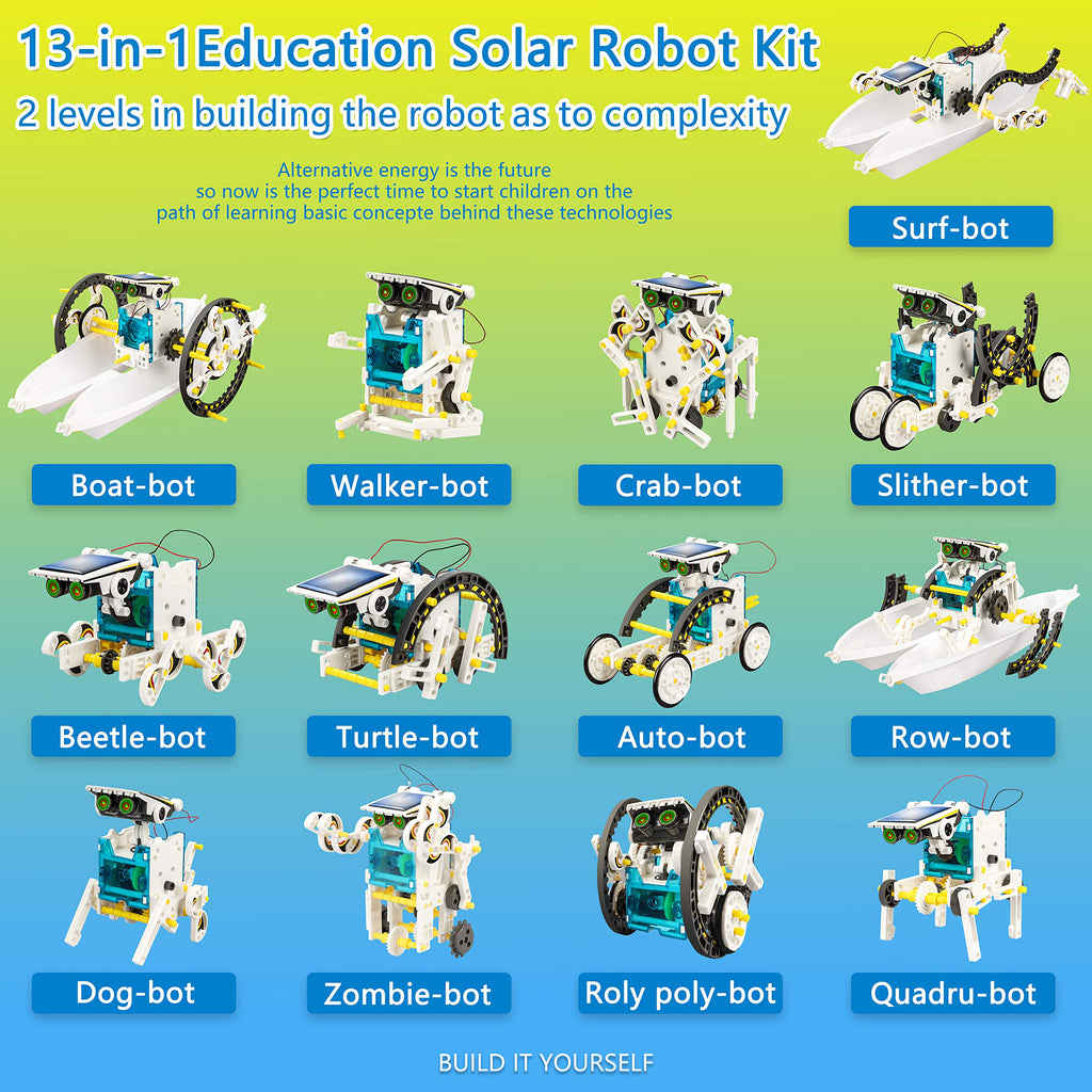 Bottleboom STEM 13-in-1 Education Solar Power Robots Toys for Boys Age 8-12, Educational Toy Science Kits for Kids Experiment Robotics Set Birthday Gifts for 8 9 10 11 12 Years Old