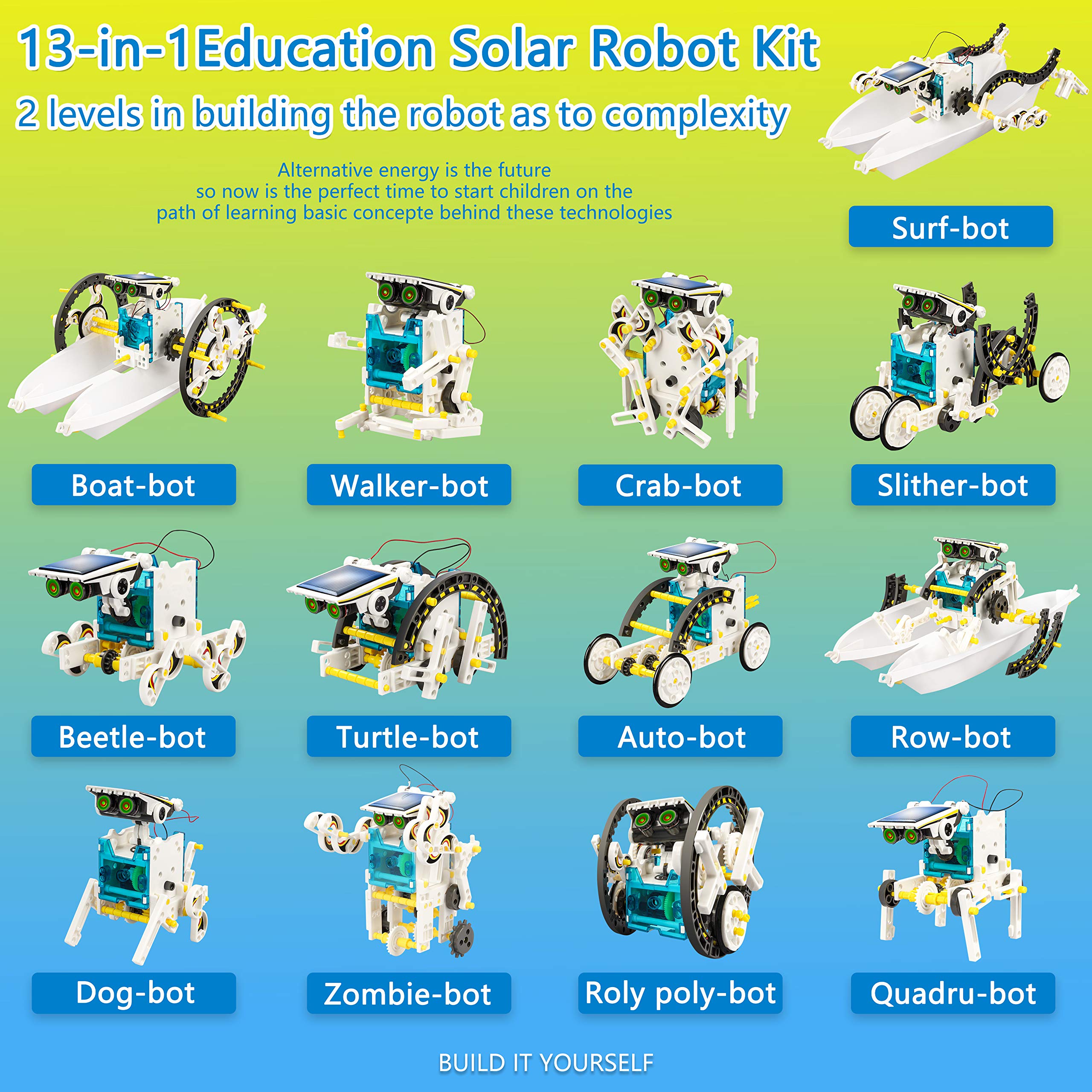 Bottleboom STEM 13-in-1 Education Solar Power Robots Toys for Boys Age 8-12, Educational Toy Science Kits for Kids Experiment Robotics Set Birthday Gifts for 8 9 10 11 12 Years Old