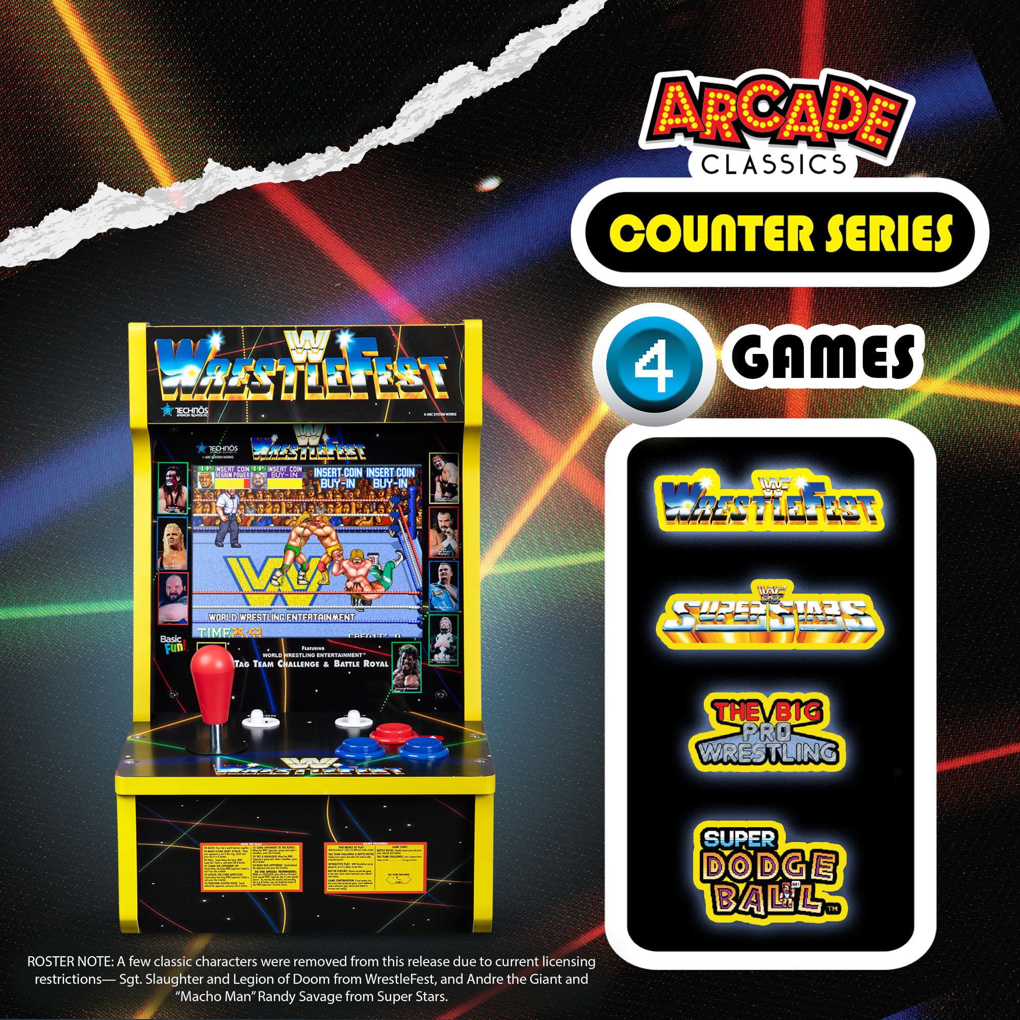 Arcade Classics - Atari Asteroids Counter Series Game Machine, 5 Games, 8" Liquid Crystal Screen - Mini Cabinet, Portable Gaming, Retro, Countertop Console, Basement Decoration, Man Cave