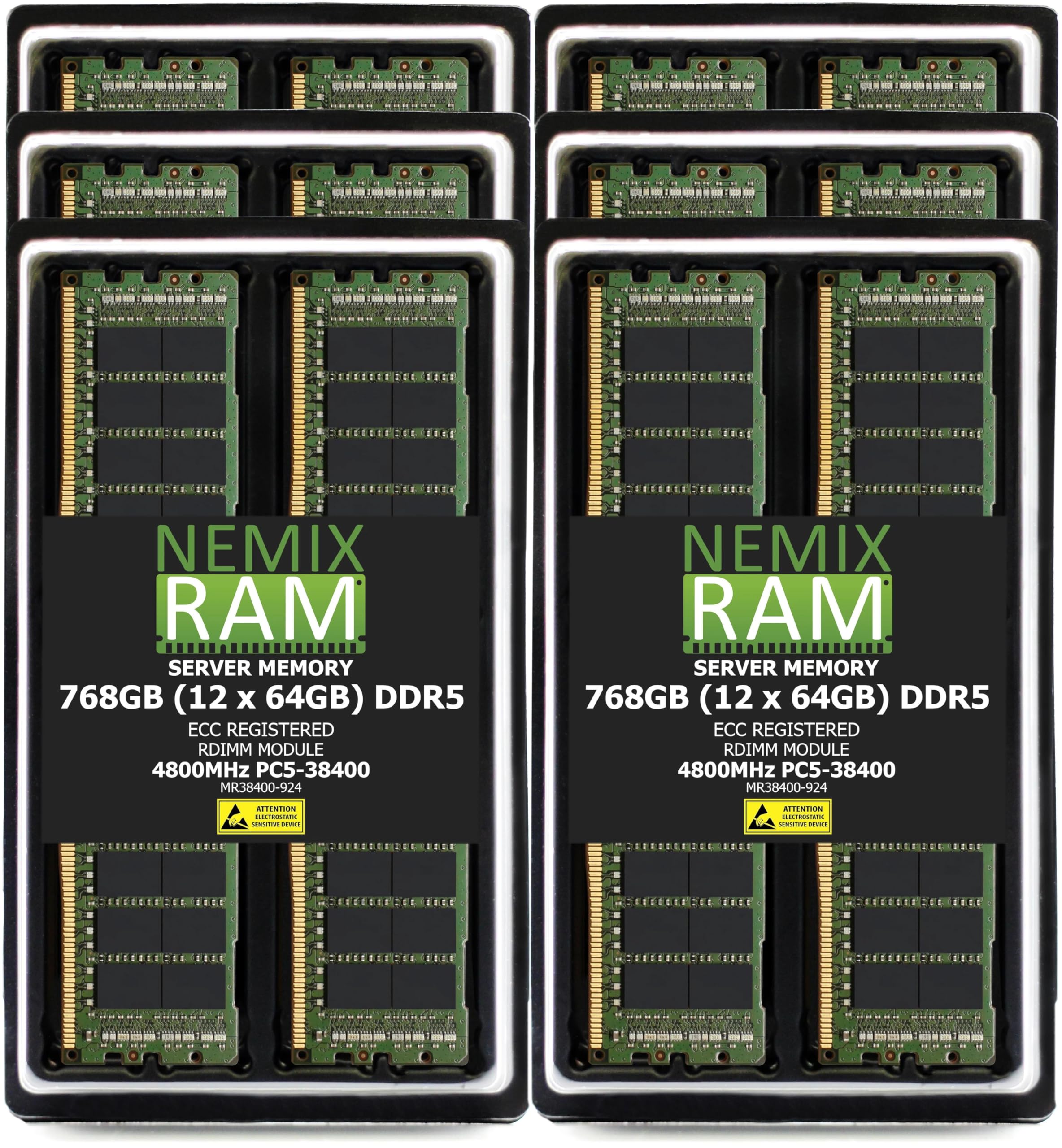 128GB 2X64GB DDR5 4800MHz PC5-38400 2Rx4 1.1V CL40 288-PIN ECC Registered RDIMM NEMIX RAM Server Memory KIT