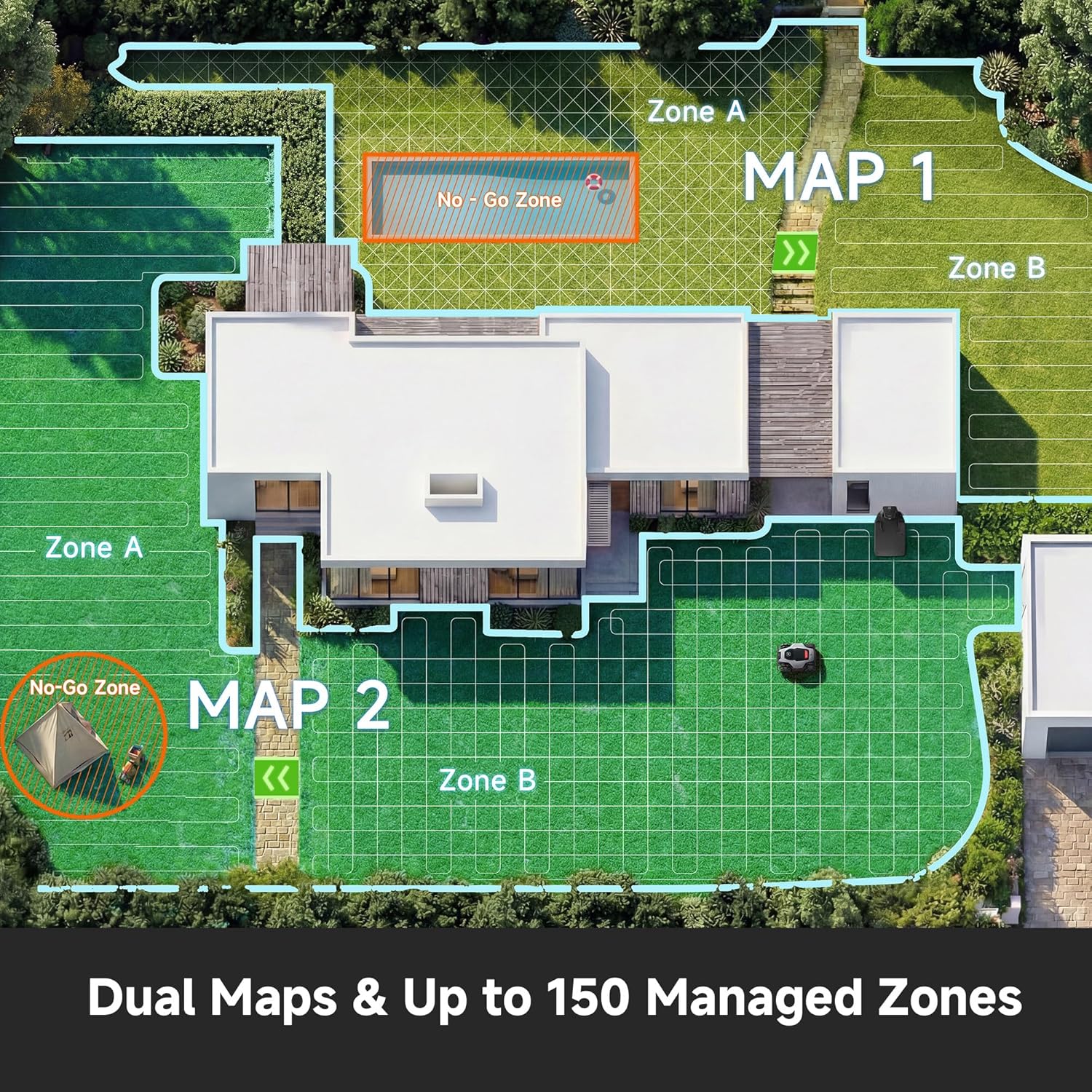 [All-Terrain Wire-Free] DREAME A3 AWD 2000 Robot Lawn Mower, 360° 3D LiDAR & AI Dual Vision Smart Robotic Mowers for 0.5 Acre, 80% Slopes & 45min Fast Charge, 1.97" Edge Trimming, 4G GPS Anti-Theft