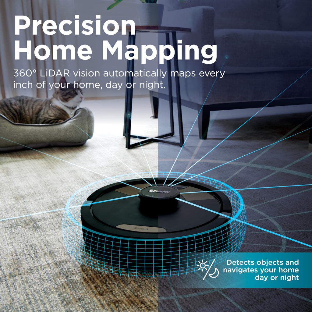 Shark Matrix Plus | 2-in-1 Robot Vacuum & Mop for Carpets & Hard Floors | Sonic Mopping & Powerful Suction for Pet Hair | Self-Empty Base | 60-Day Capacity | HEPA | LiDAR Nav | Black/Gold | AV2610WA