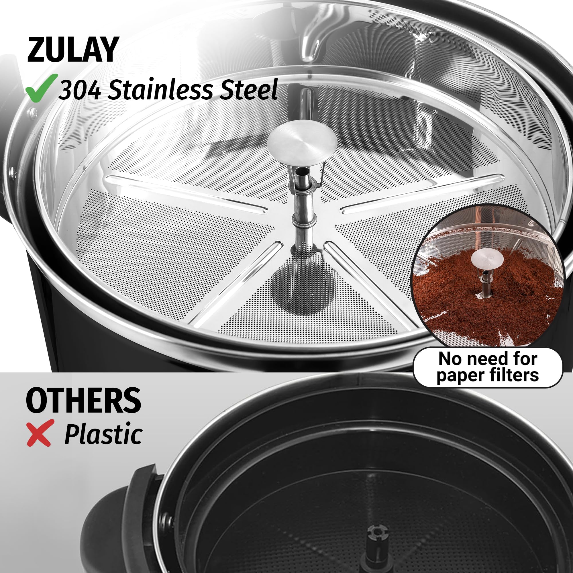 Zulay Kitchen 50 Cups Commercial Grade Coffee Maker Hot Water Urn - Percolator With Double-Wall Stainless Steel, Quick Brew, Stays Hot for Tea & Beverage at Events & Catering - Silver