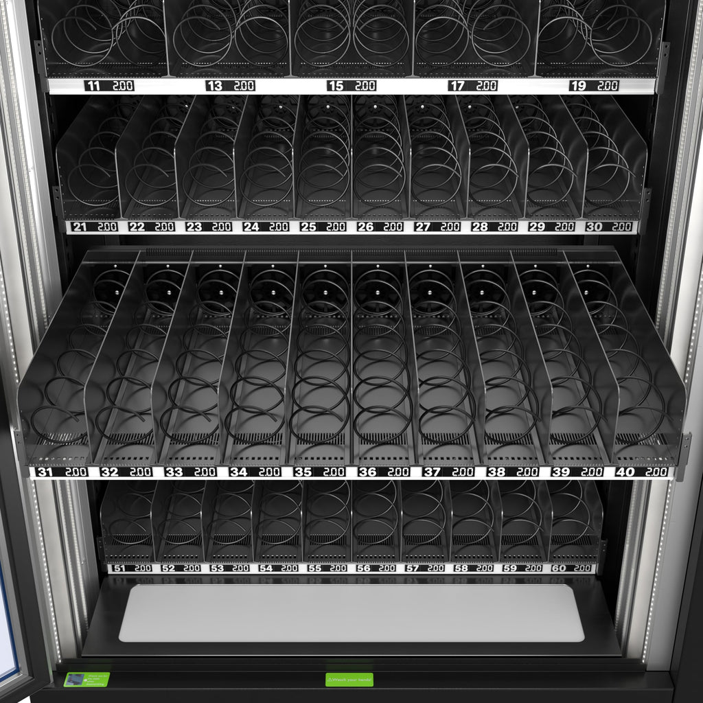 KoolMore Refrigerated Snack Vending Machine with 36 Slots Featuring a Credit Card Reader and Coin/Bill Acceptor in Black (KM-VMR-30-BCR)