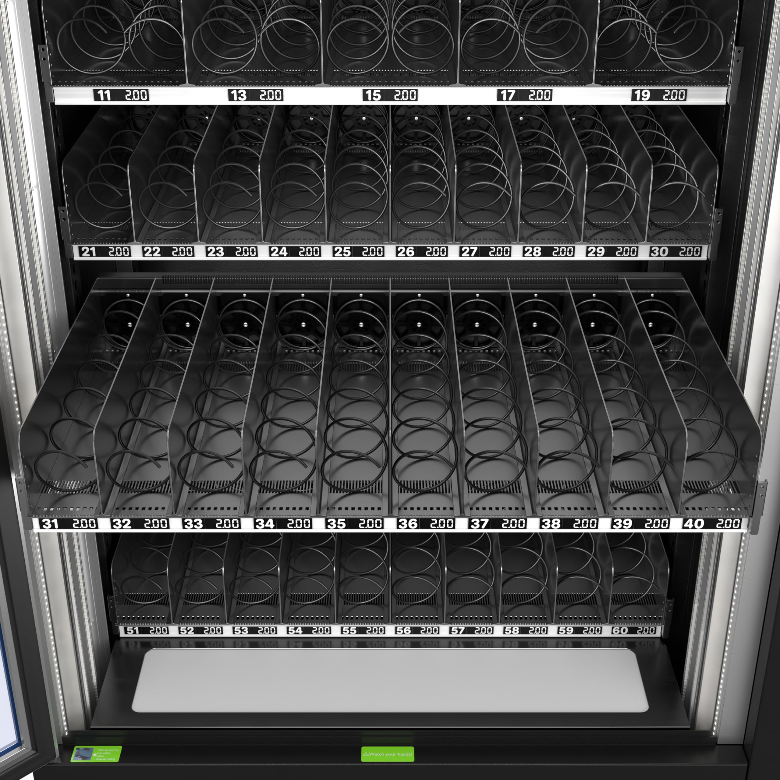 KoolMore Refrigerated Snack Vending Machine with 36 Slots Featuring a Credit Card Reader and Coin/Bill Acceptor in Black (KM-VMR-30-BCR)