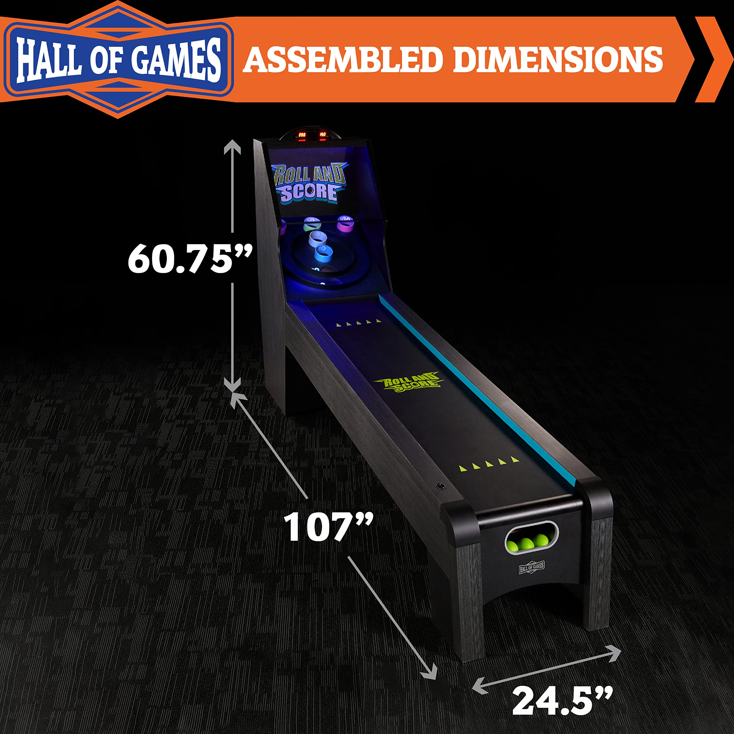 Hall of Games Roll & Score Multiple Styles Arcade Game Collection, Durable & Stylish Designs with Game Balls, Perfect for Family Game Rooms