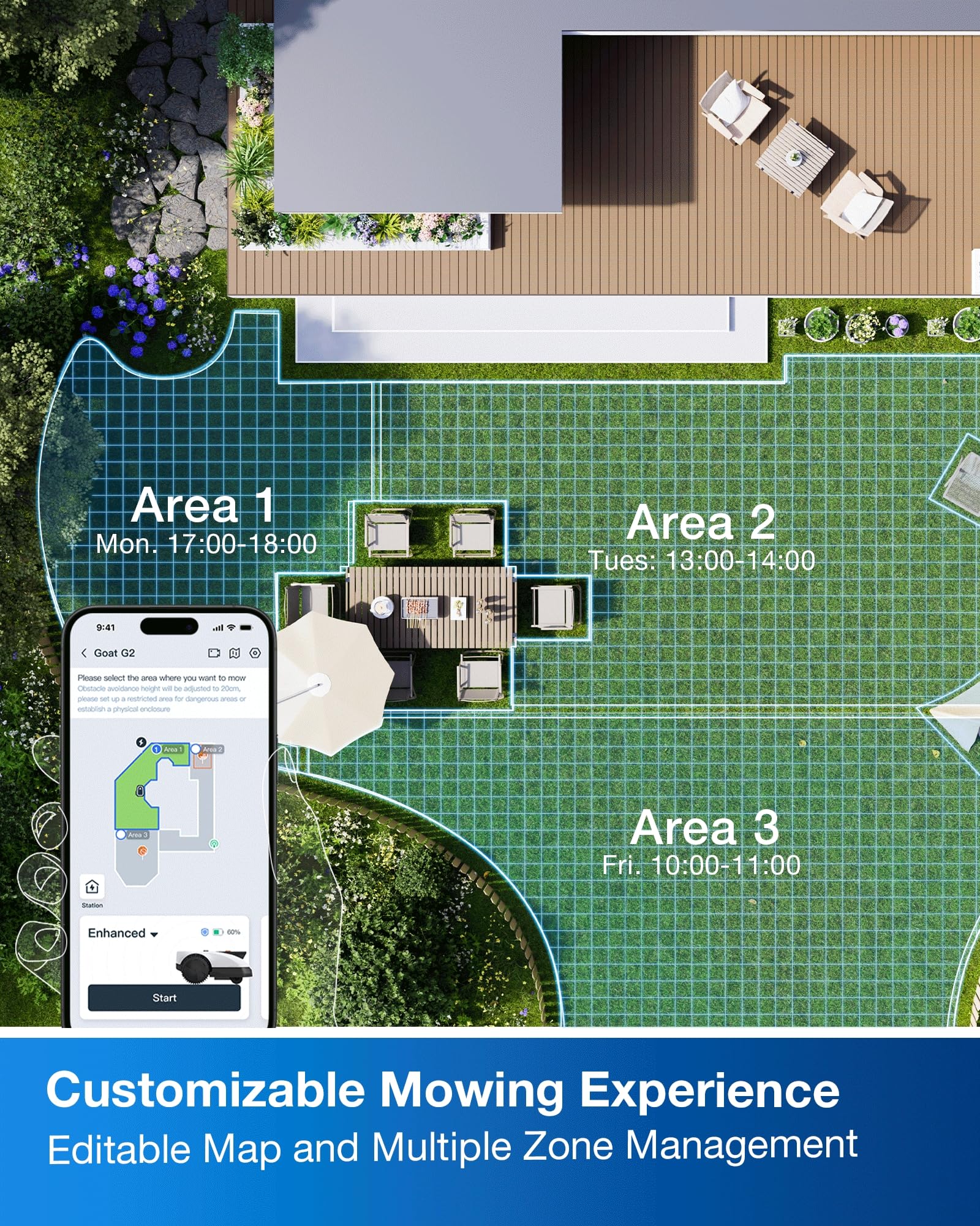 ECOVACS Goat A3000 LiDAR PRO Robotic Lawn Mower for Up to 3/4 Acre, 7500 mAh Battery with 189W Fast Charging, Wire-Free Dual-LiDAR Navigation, Built-in TruEdge Edge Trimmer, Smart App Control