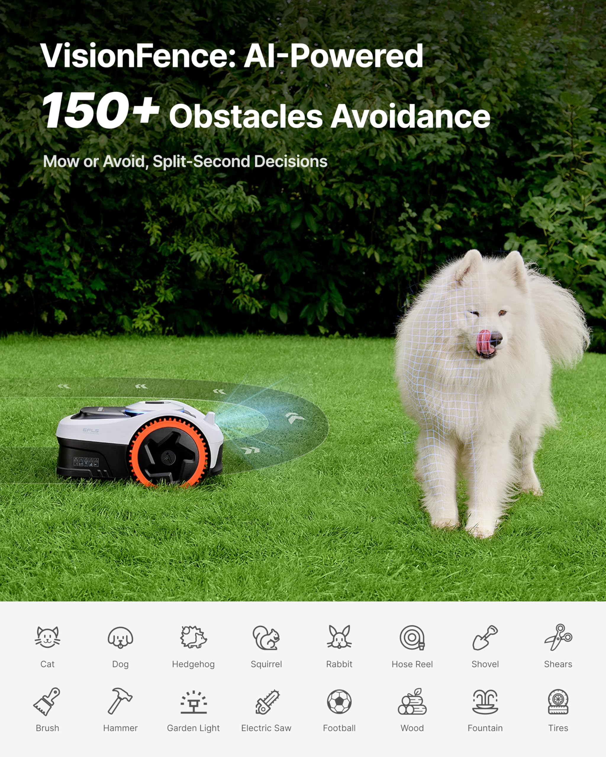 Segway Navimow i210 AWD Robot Lawn Mower Wire Free with Garage S, All-Wheel Drive for 45% Slopes, EFLS NRTK + Vision Auto Mapping, Covers 1/4 Acre (Garage Shipped Separately)