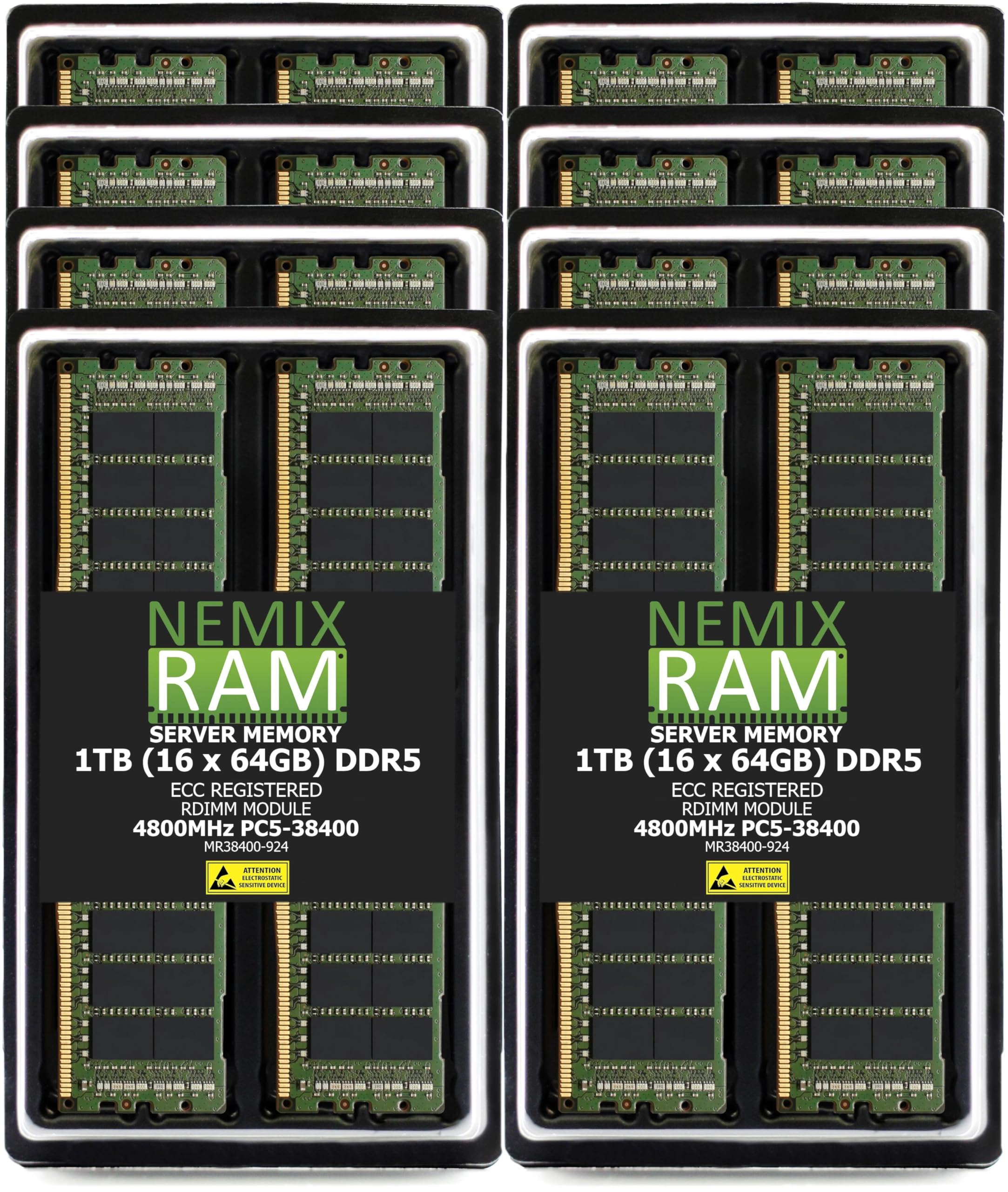 128GB 2X64GB DDR5 4800MHz PC5-38400 2Rx4 1.1V CL40 288-PIN ECC Registered RDIMM NEMIX RAM Server Memory KIT