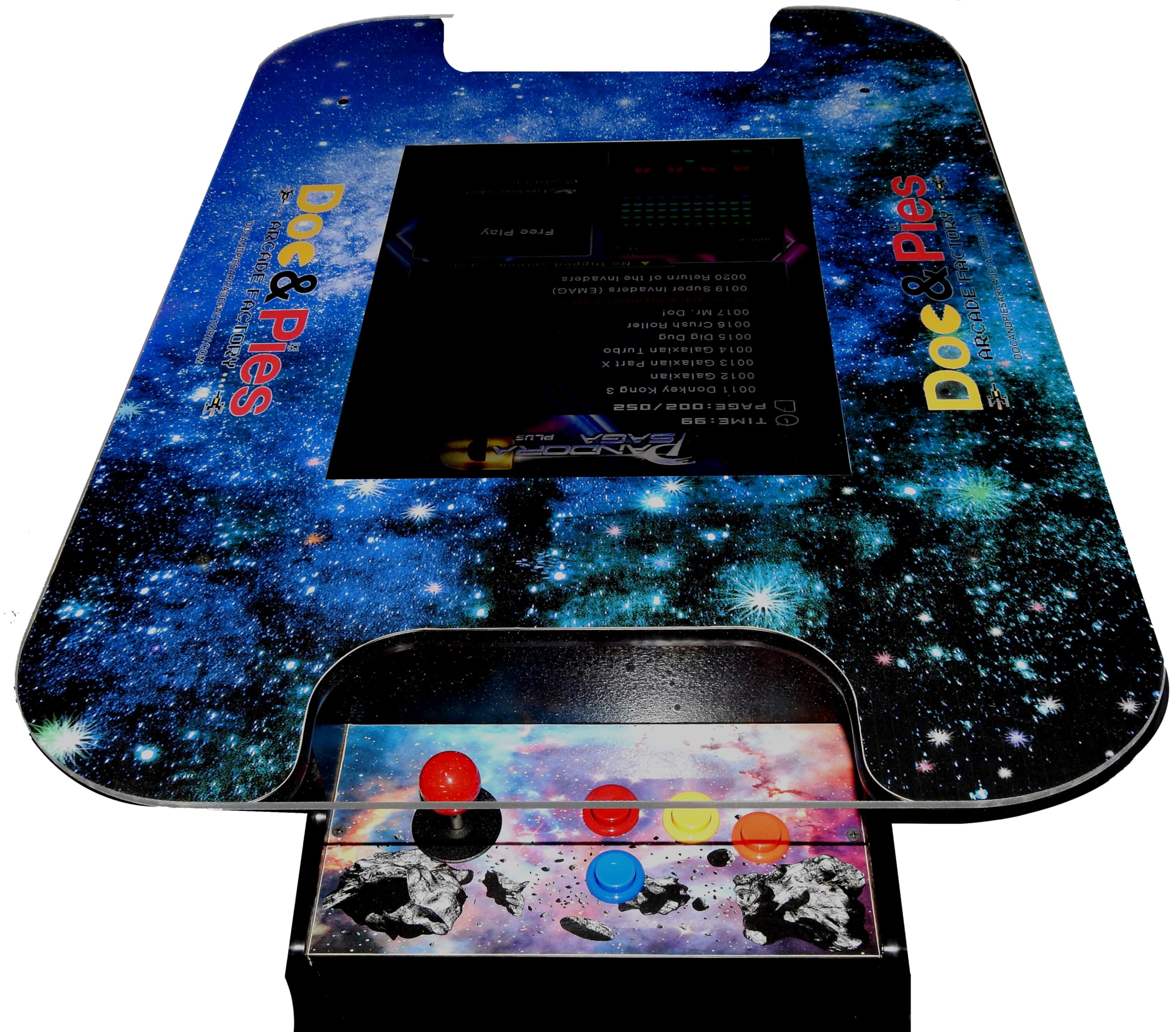 Doc and Pies Arcade Factory Full Size Professional Cocktail Arcade Machine | 412 Classic Games | Original, Classic Design | 2-Player | Full Size LCD Screen, Buttons and Joystick