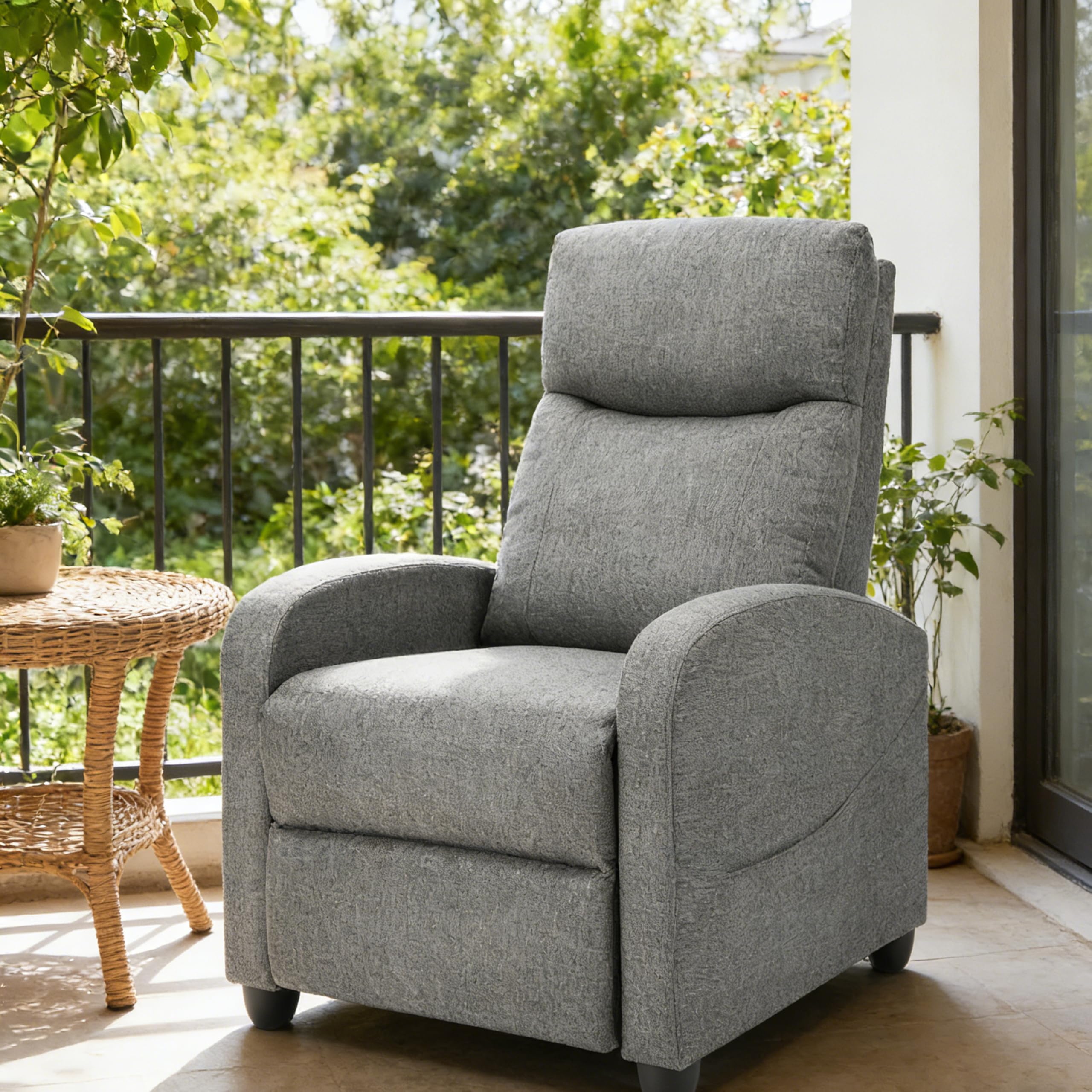 Simple Deluxe Massage Recliner Chair - Adjustable PU Leather Recliner, Luxe Reading Chair & Sofa Chair for Living Room Chairs or Bedroom Chair, Small Recliner for Home Theater, Black