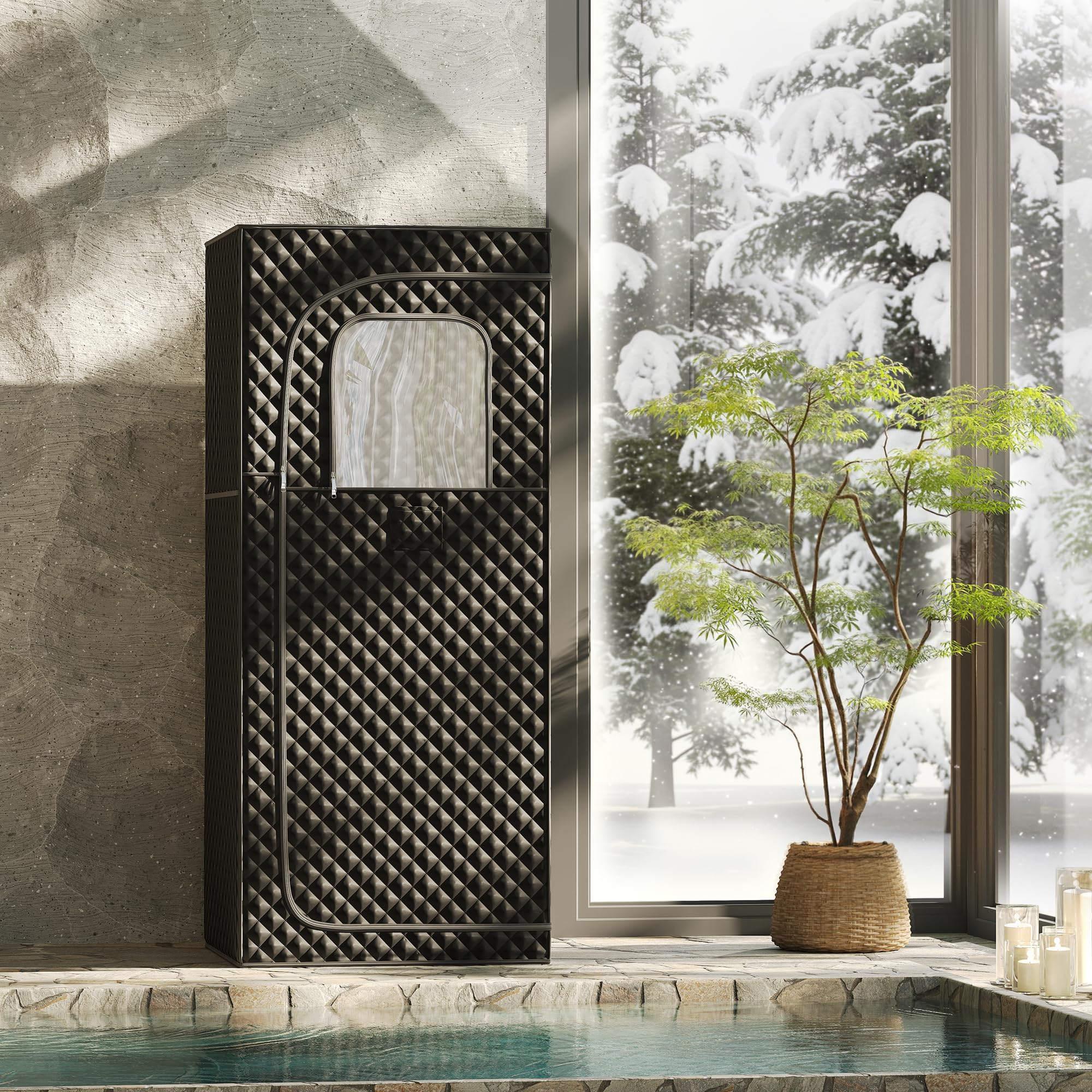 Infrared Sauna at Home 1 Person Mini with 7 Color Full Spectrum, Low EMF 1240W Fast Heating Canadian Hemlock Wood Sauna, Indoor Dry Sauna with Music Speakers for Home, Gym (2.3Lx2.9Wx5.2H Ft)