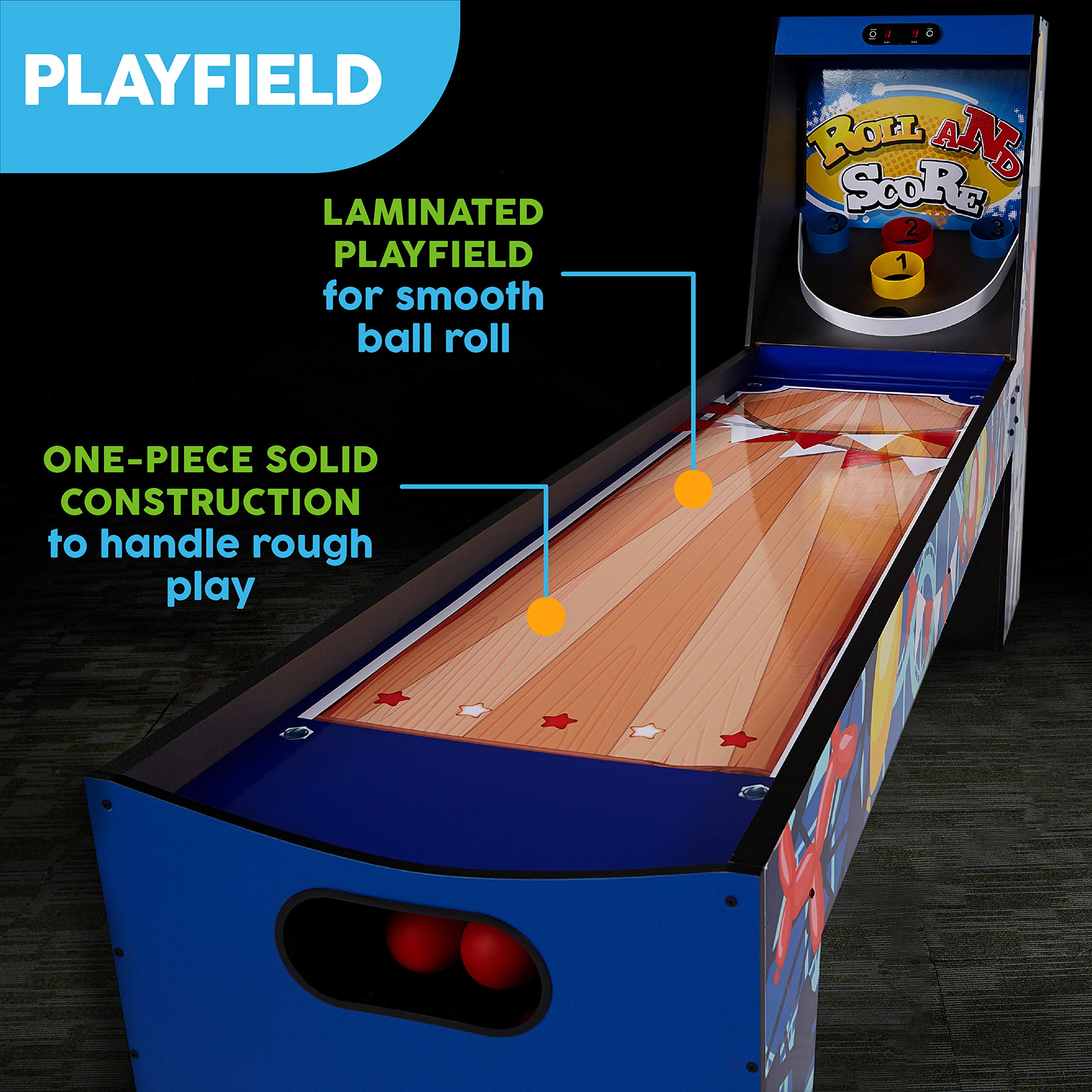 MD Sports Roll & Score Arcade Game, 87" Durable Electronic Scoring with Sound Effects and Game Balls, Perfect for Family Game Rooms