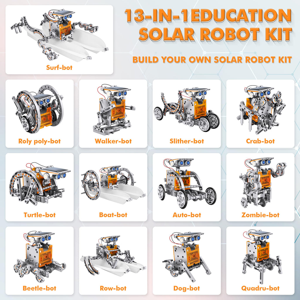 Bottleboom STEM 13-in-1 Education Solar Power Robots Toys for Boys Age 8-12, Educational Toy Science Kits for Kids Experiment Robotics Set Birthday Gifts for 8 9 10 11 12 Years Old