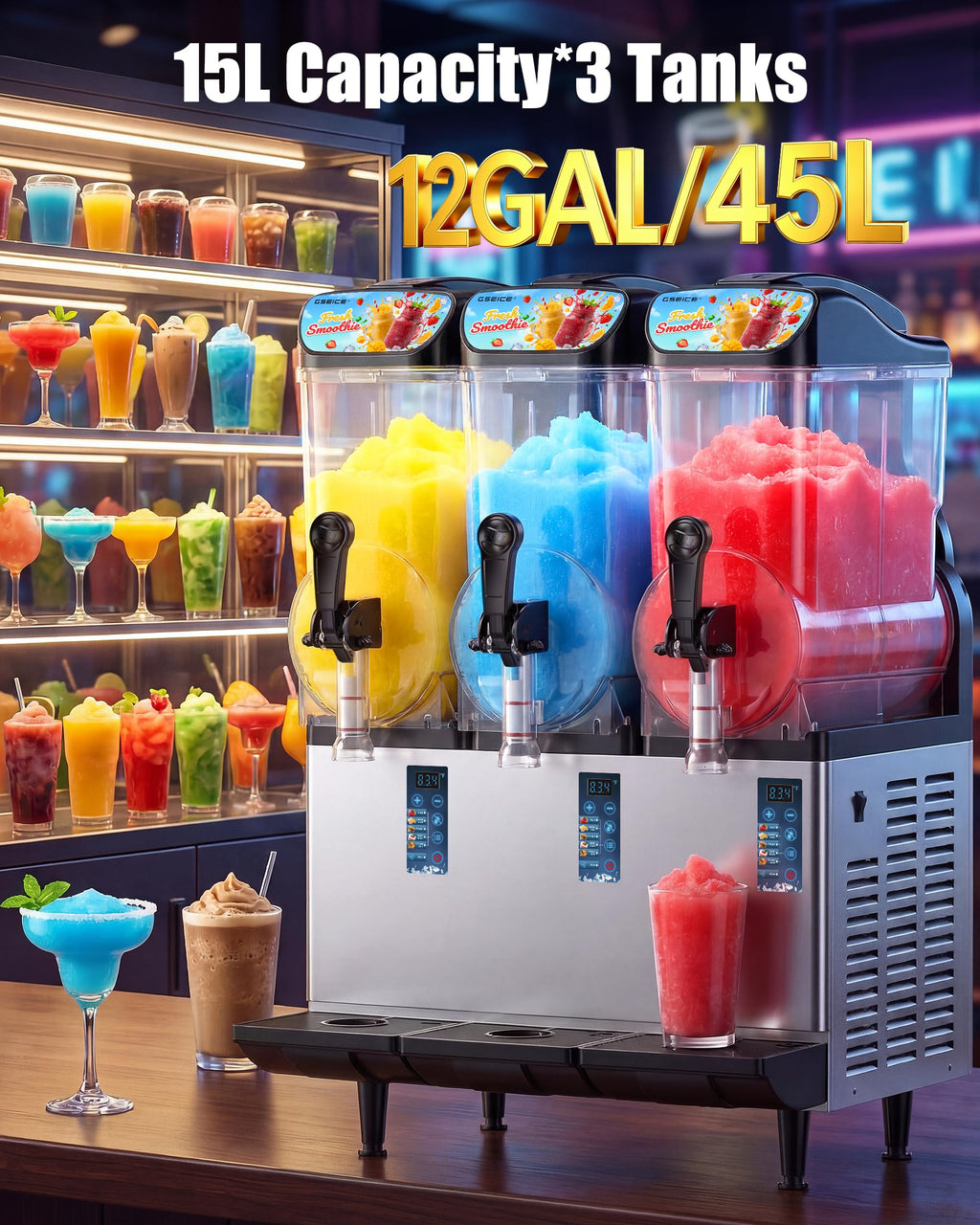 Commercial Slushy Machine 8Gal/30L, Margarita Slushie Smoothie Frozen Drink Maker,5-in-1,Wine Daiquiri Frapper Dispenser for Restaurants, Bars,Cafe and Home Party