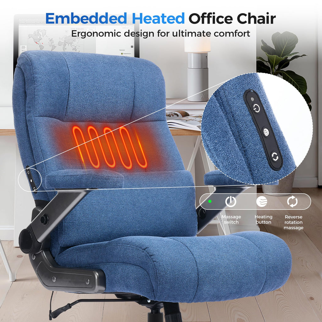 500lbs 3D Kneading Massage Office Chair with FootRest, Big and Tall Ergonomic Reclining Computer Gaming Chair, Padded Linkage Armrests, Heavy Duty Metal Base Executive Office Chair