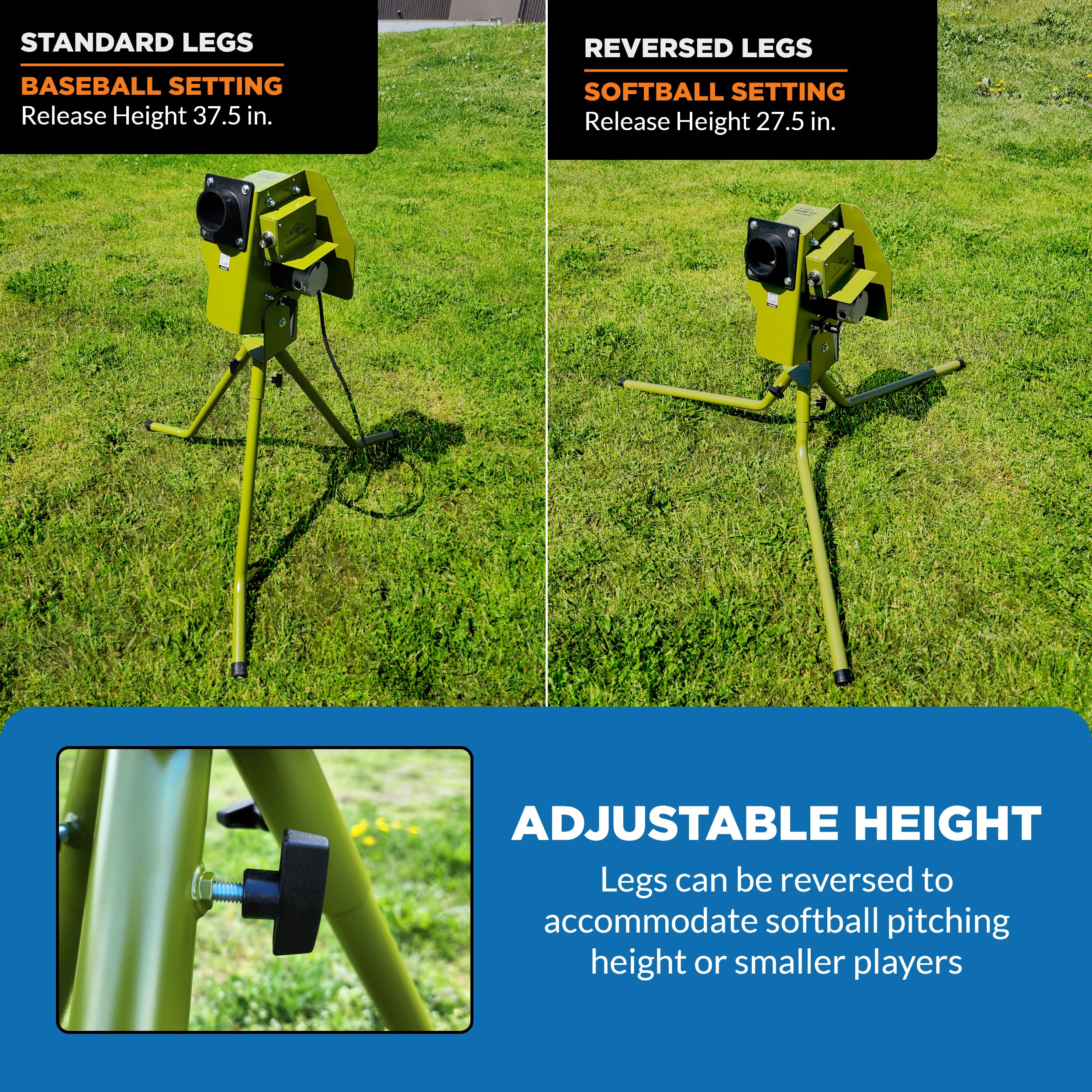 Mound Yeti Baseball Softball Pitching Machine, Youth and Adult Single Wheel Pitching Machine for Baseball and Softball, Training Equipment