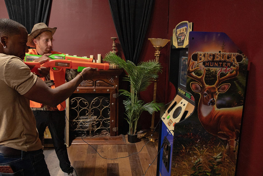 Arcade1Up Big Buck Hunter Pro Deluxe Arcade Machine for Home, 5-Foot-Tall Stand-up Cabinet, 4 Classic Games, and 17-inch Screen