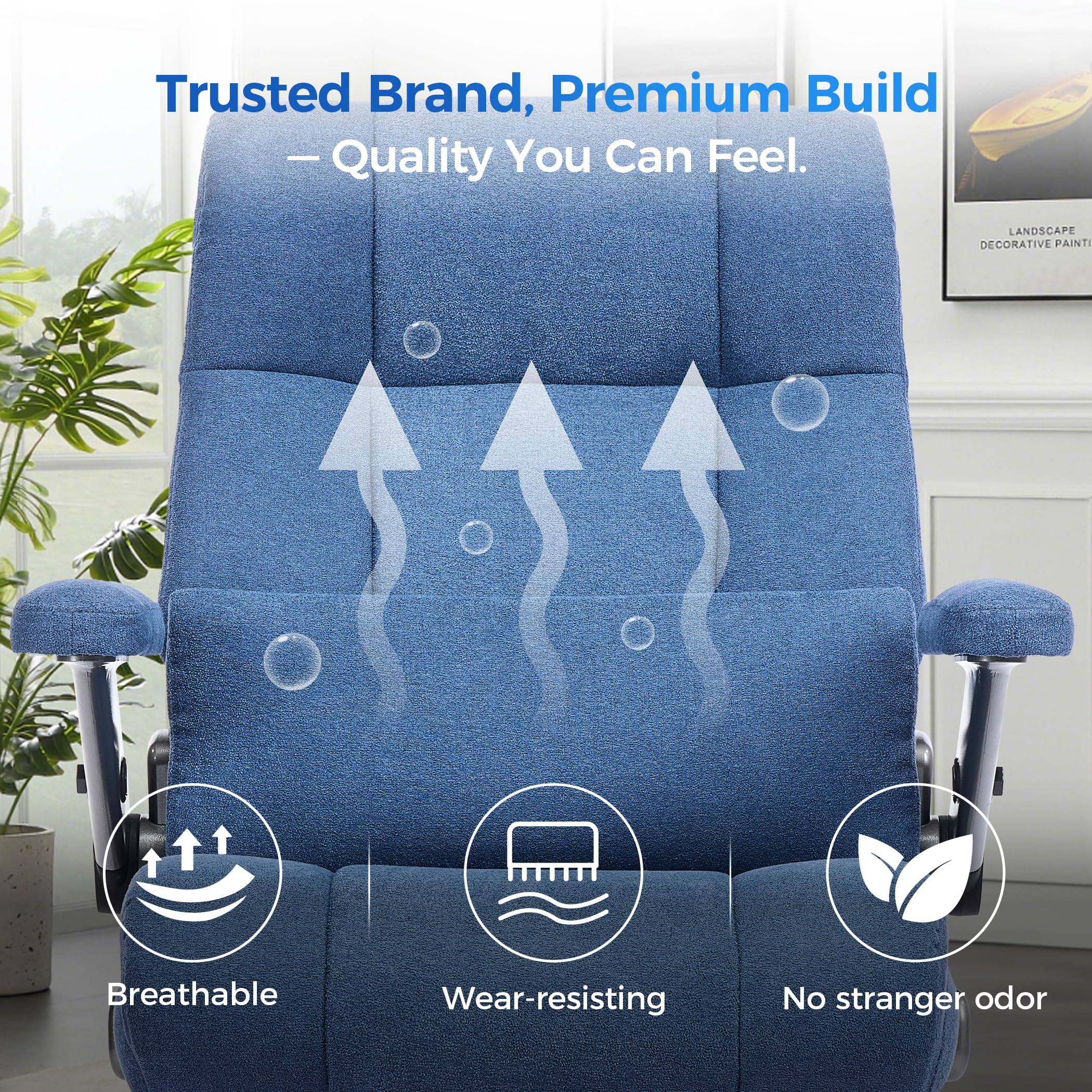 500lbs 3D Kneading Massage Office Chair with FootRest, Big and Tall Ergonomic Reclining Computer Gaming Chair, Padded Linkage Armrests, Heavy Duty Metal Base Executive Office Chair